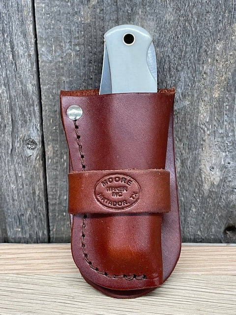 Moore Maker - 4 1/2" White Bone Lockback Knife & Scabbard
