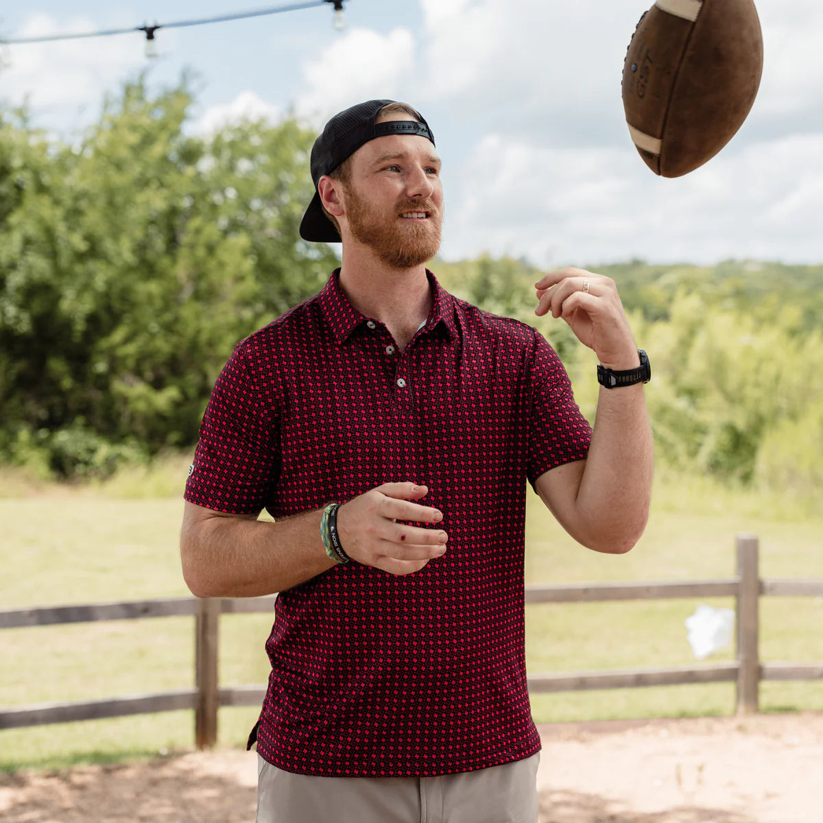 Burlebo Texas Black & Red Performance Polo – Men’s Athletic Polo Shirt