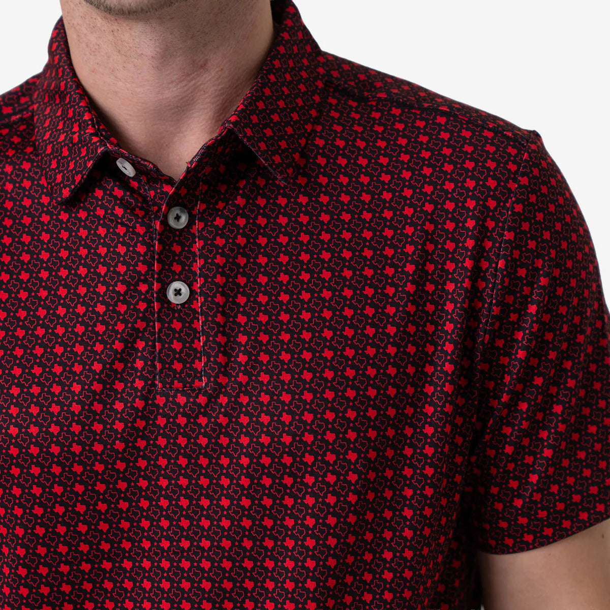 Burlebo Texas Black & Red Performance Polo – Men’s Athletic Polo Shirt