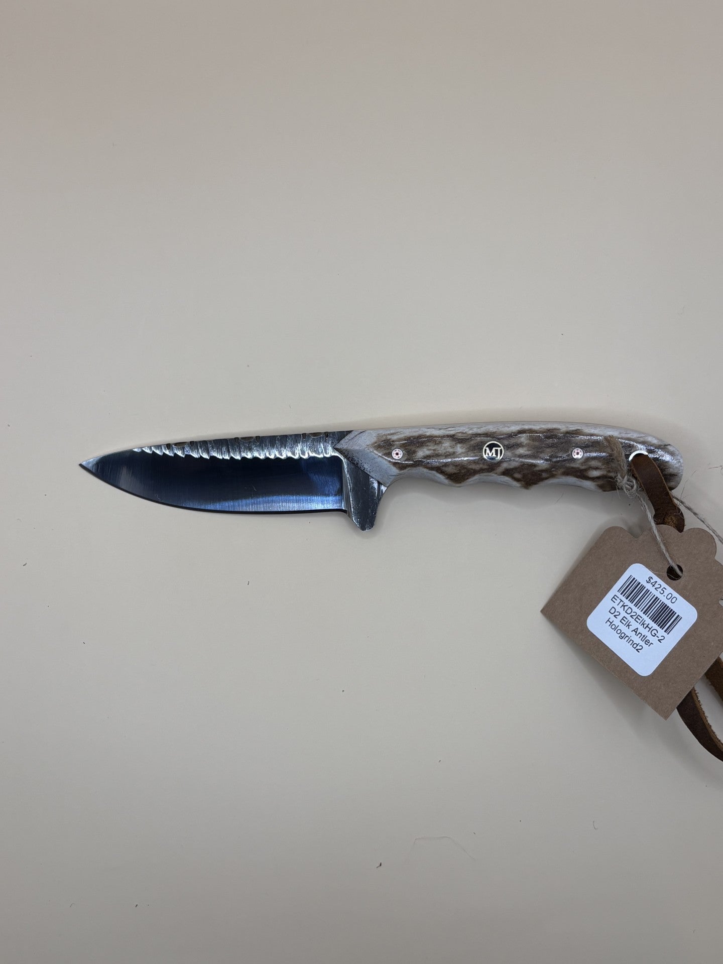 STS Ranch x Exotic Texas Knives D2 Hologrind Elk Antler Handmade Knife