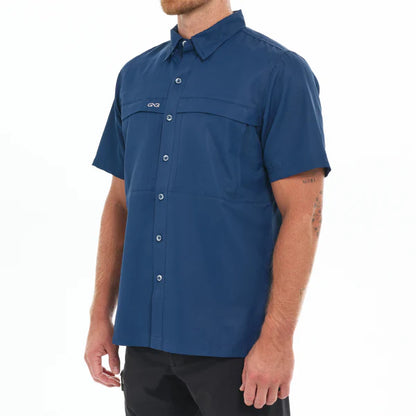 GameGuard Deep Water Blue Explorer Short Sleeve Shirt – Men's Performance Fishing & Outdoor Shirt