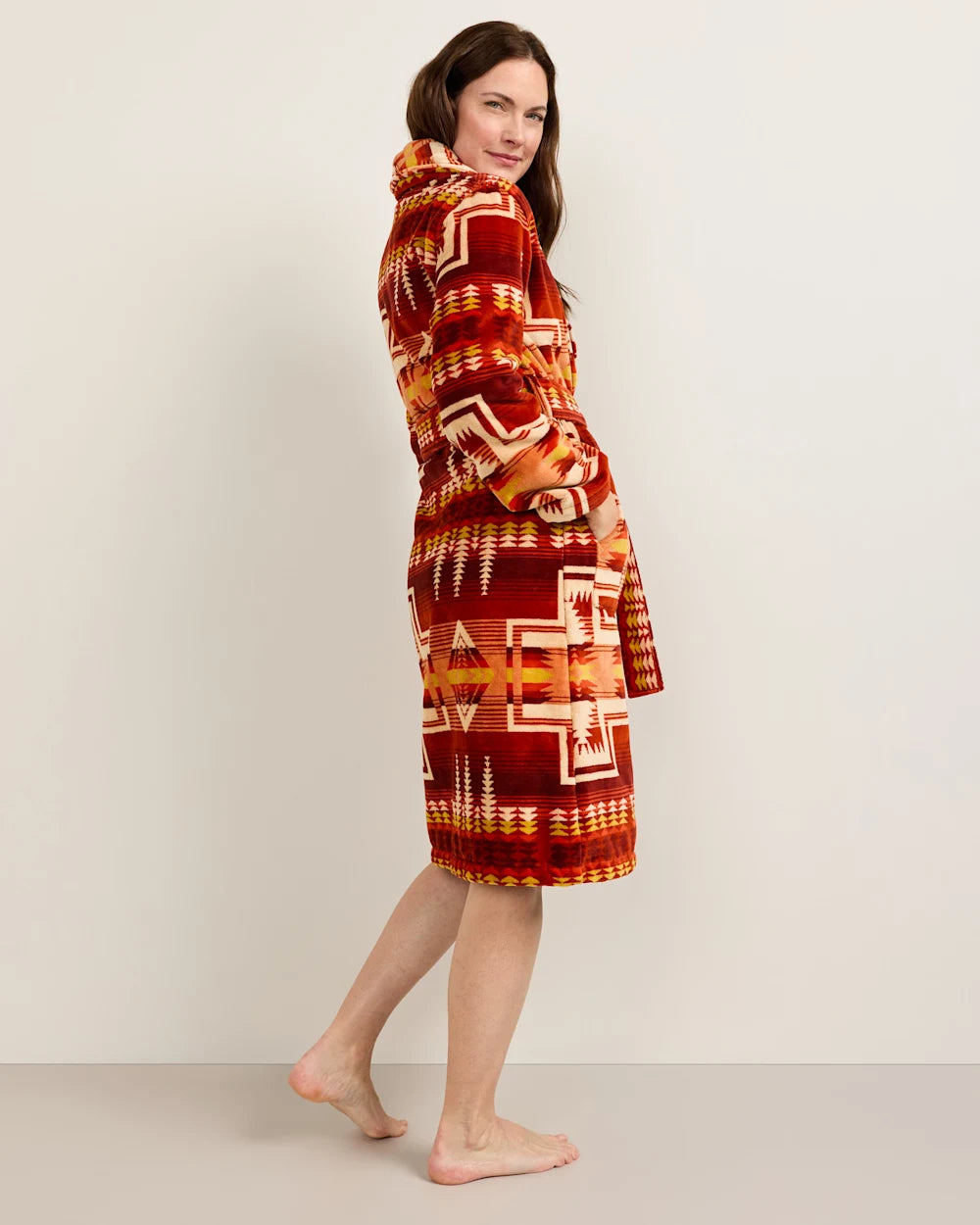 Pendleton Women's Harding Star Coral Terry Velour Bathrobe – Luxury Cotton Robe