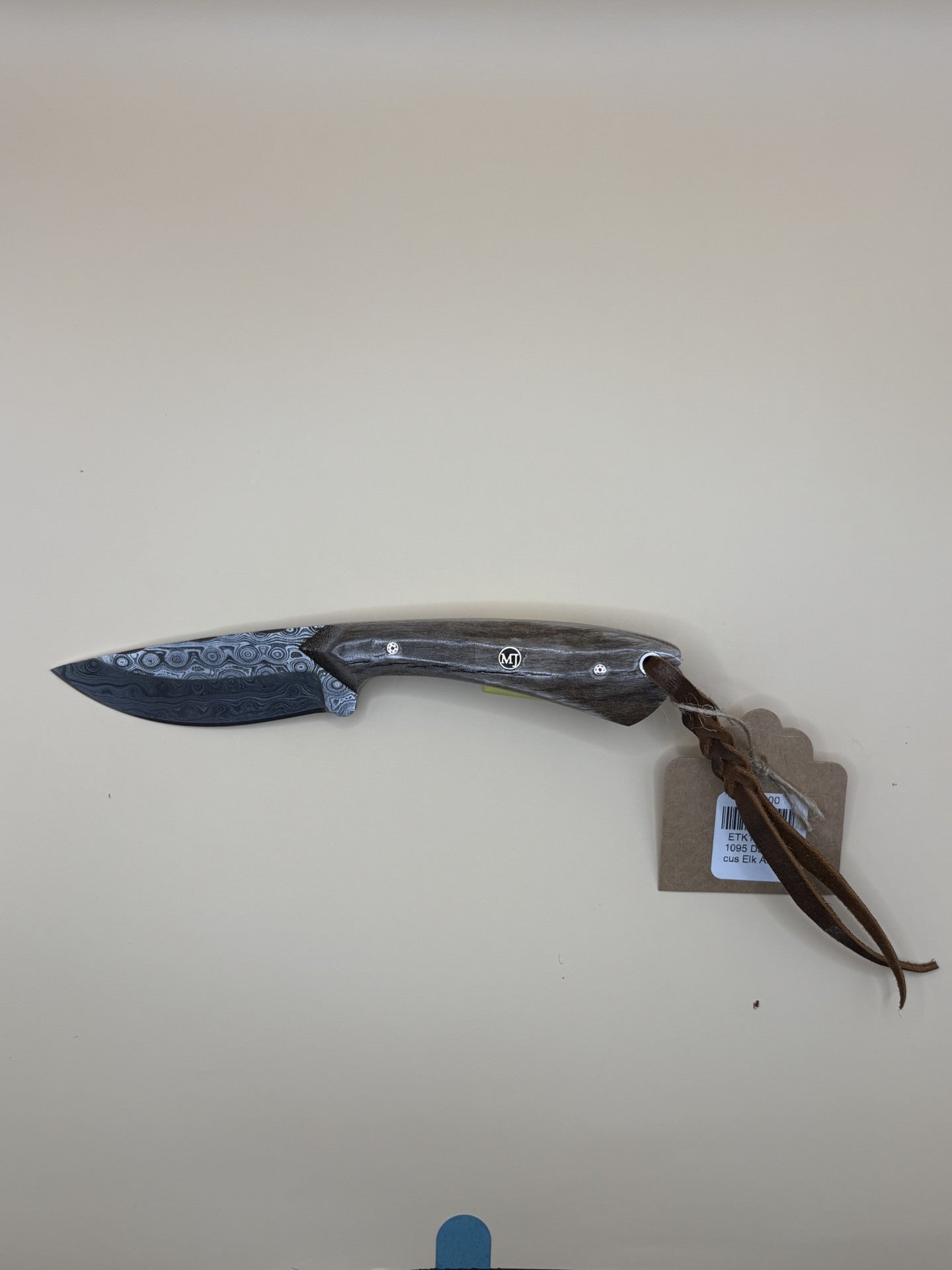 STS Ranch x Exotic Texas Knives 1095 Damascus Elk Antler Handmade Knife