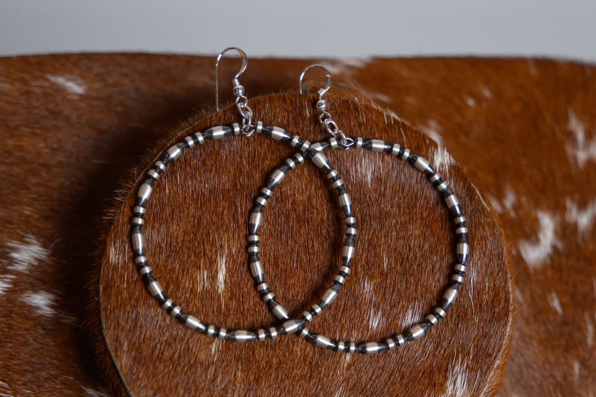 SS Varied Bead Hoop Earrings