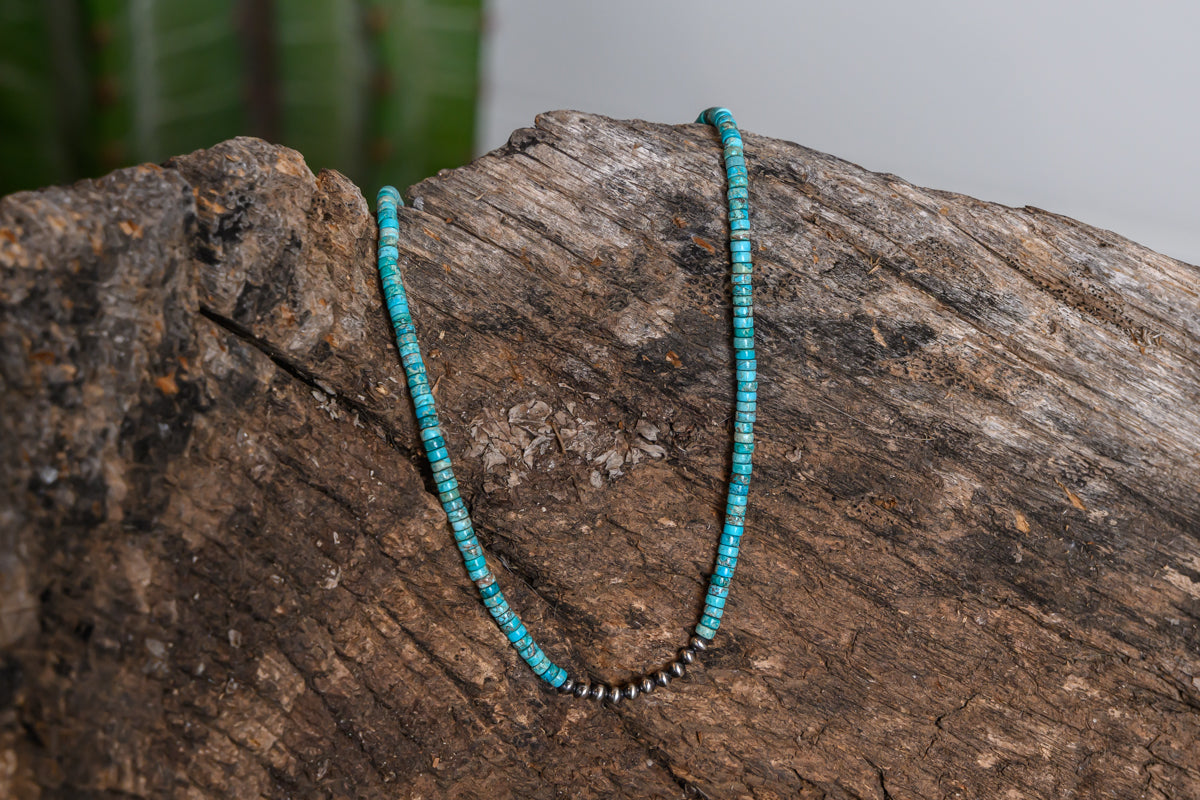 Heishi-Styled TQ w/SS Bead Necklace