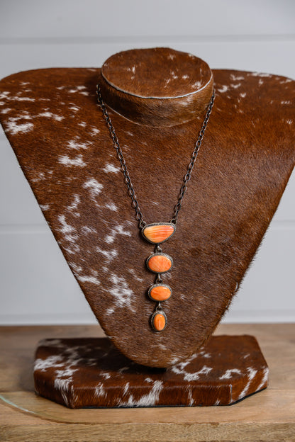 Toadlena SS Spiny Oyster Four Stone Necklace