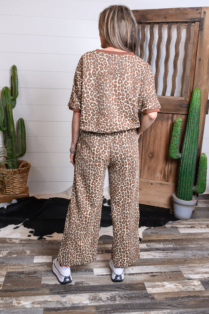 Leopard Jacquard Wide Pants Set