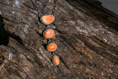 Toadlena SS Spiny Oyster Four Stone Necklace