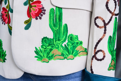 Western Chain Stitch Cactus Blazer