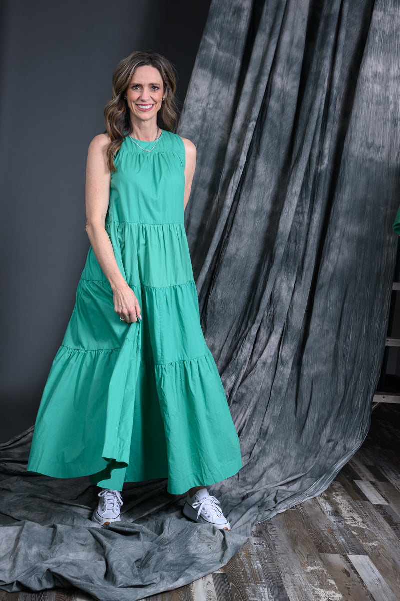 Pinch Green Tiered Maxi Dress