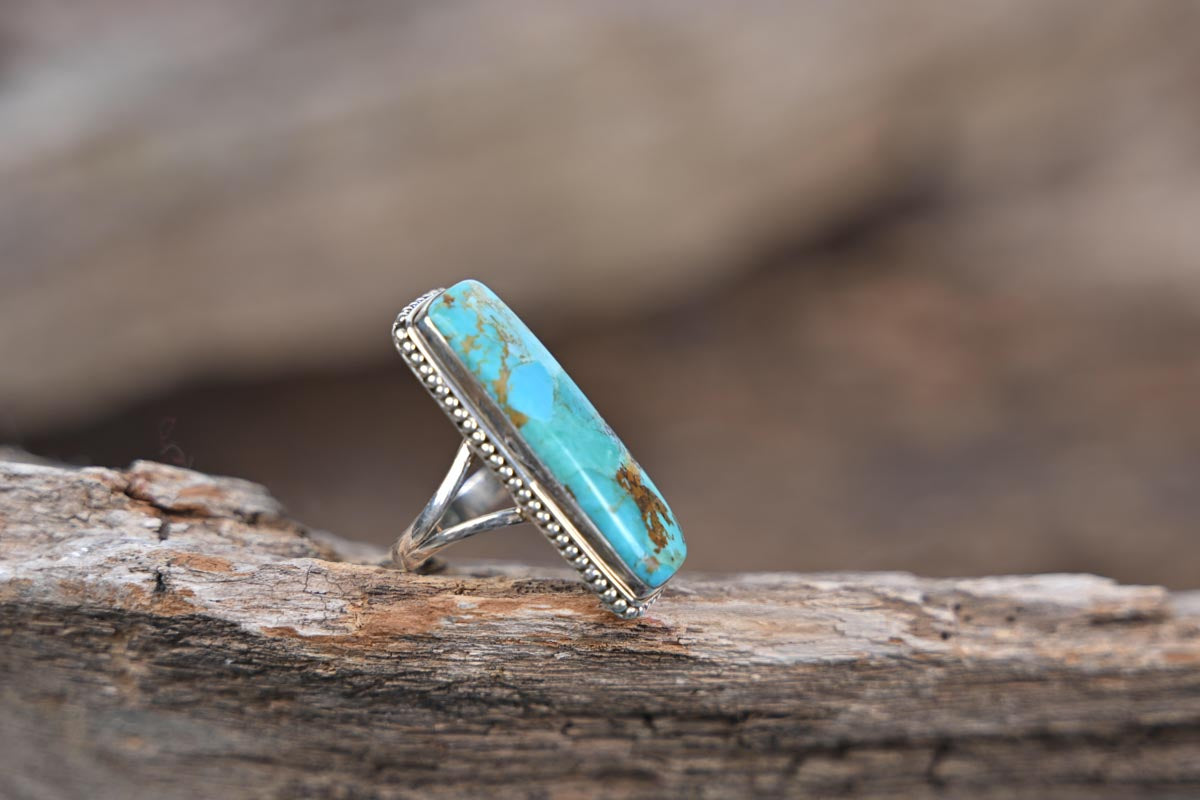 SS & Turquoise Statement ring