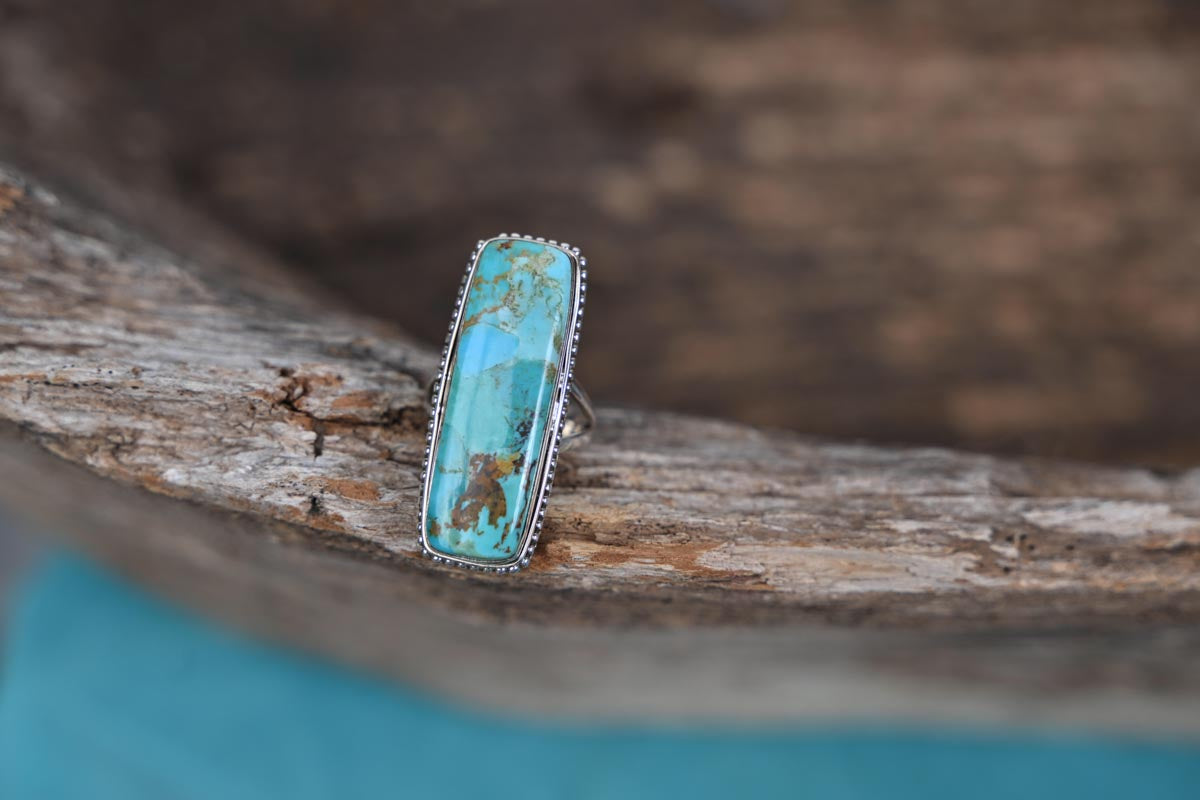 SS & Turquoise Statement ring