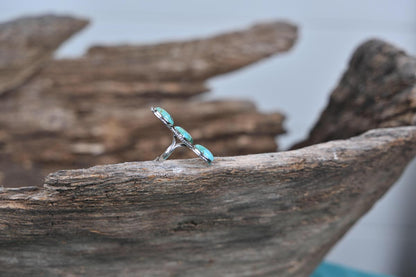 Three-Stone Turquoise & SS Ring