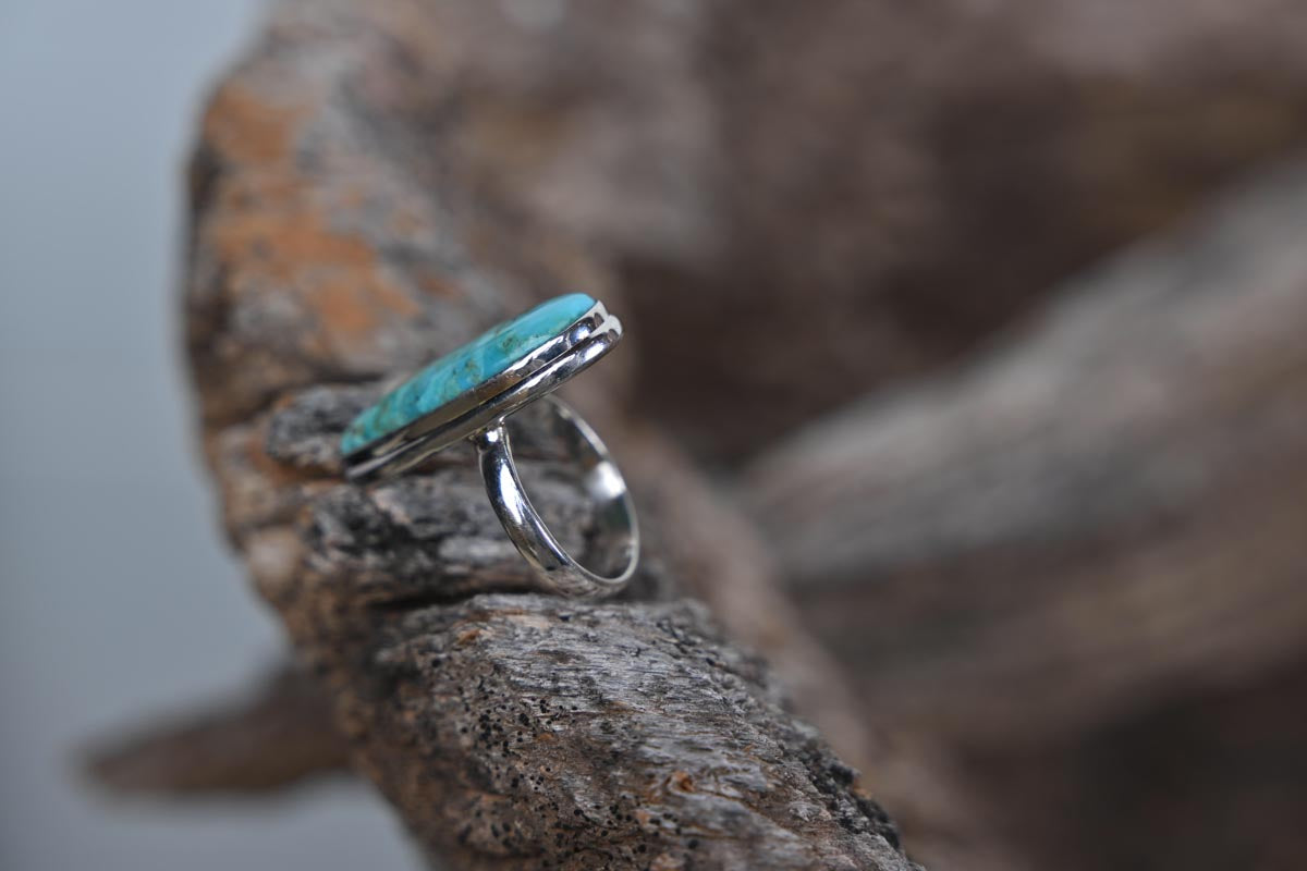 SS & Turquoise Teardrop Ring