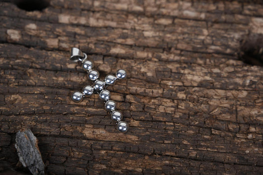 SS Beaded Cross Pendant