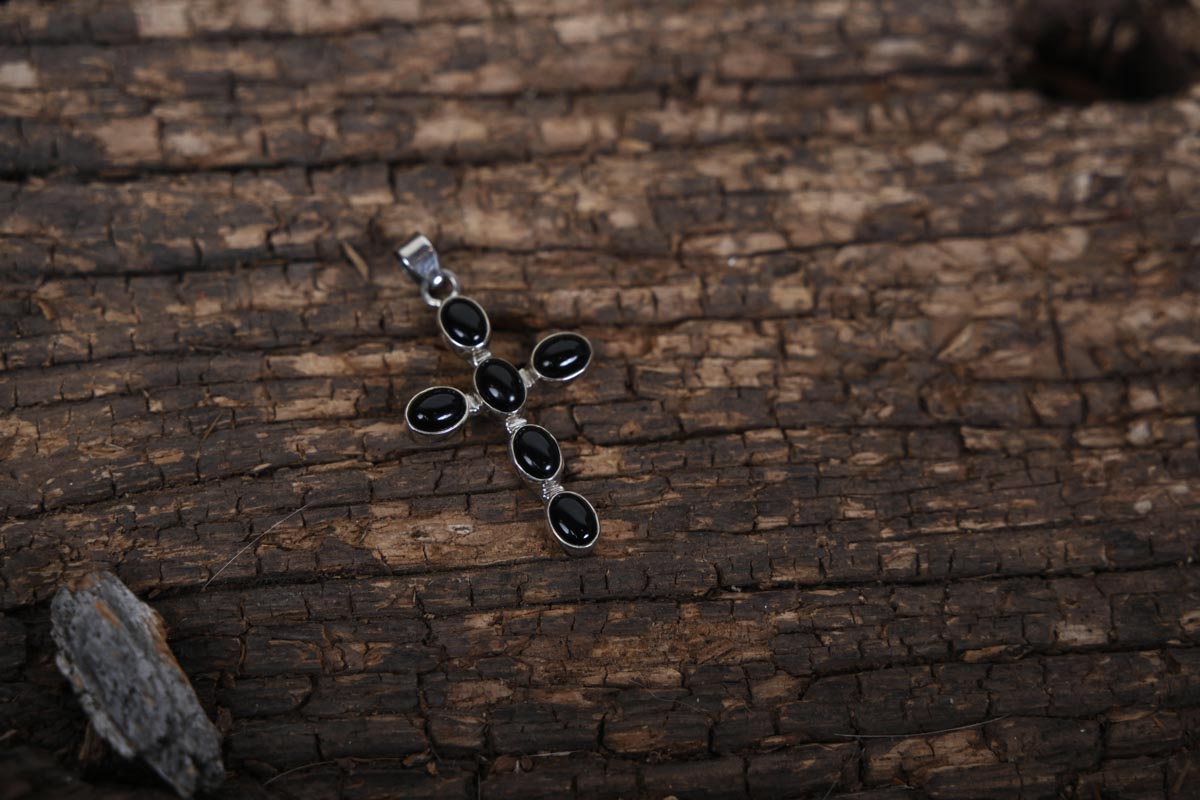 SS & Black stone cross