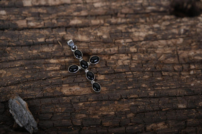 SS & Black stone cross