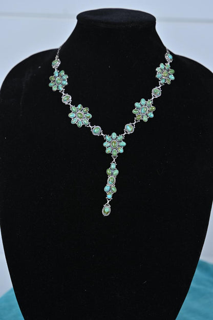 SS & Turquoise Lariat Necklace