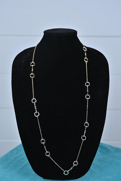 Long Gold Snaffle Bit Chain Necklace