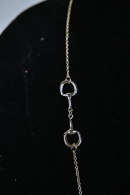 Long Gold Snaffle Bit Chain Necklace