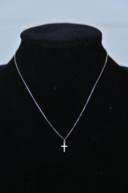 SS & CZ Cross Necklace