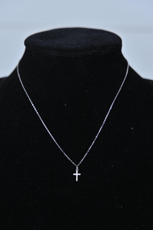 SS & CZ Cross Necklace