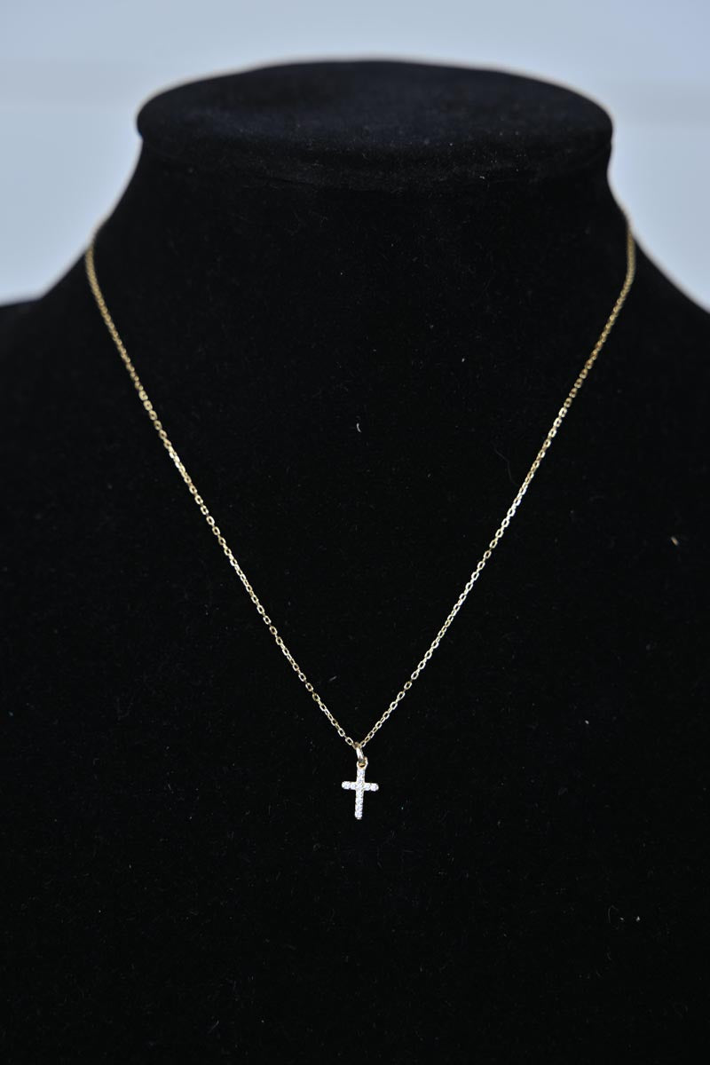 SSG & CZ Cross Necklace