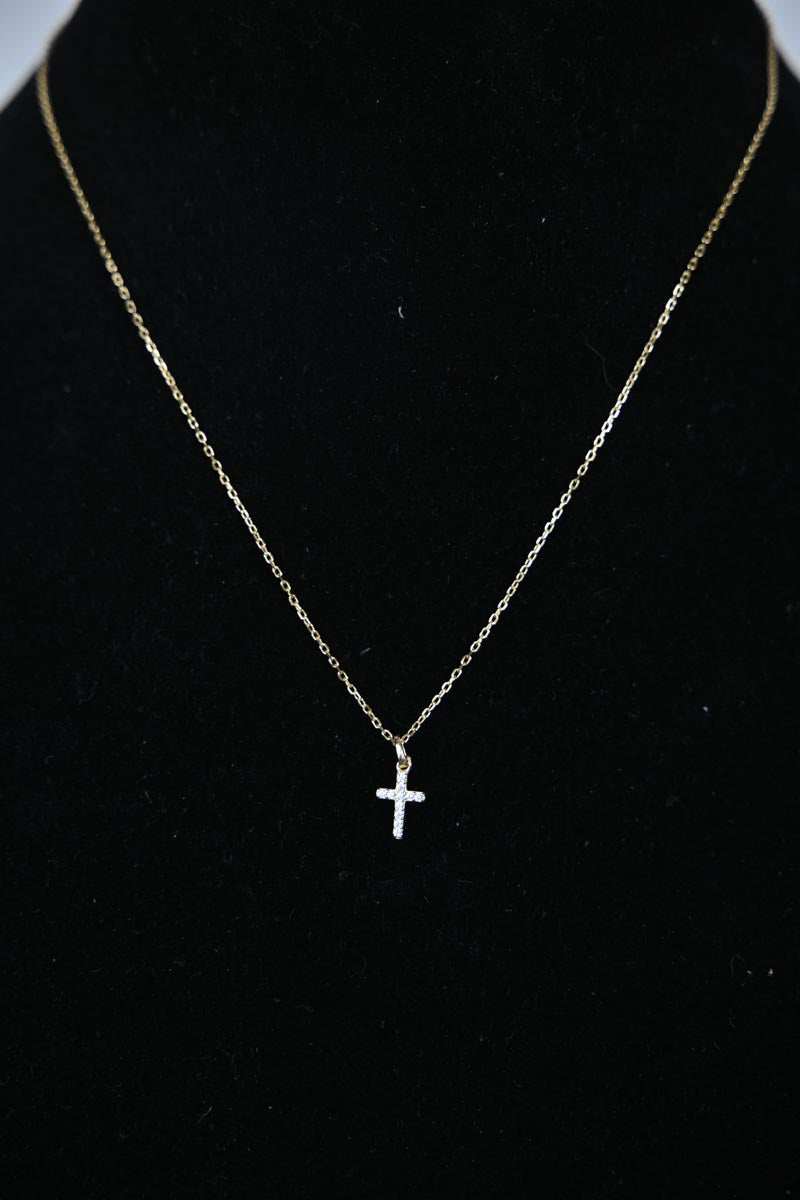 SSG & CZ Cross Necklace