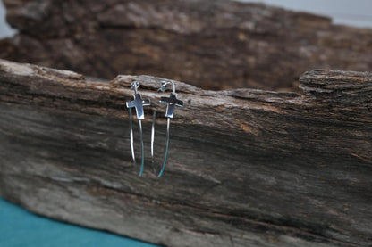 SS Large Cross Hoop Earrings