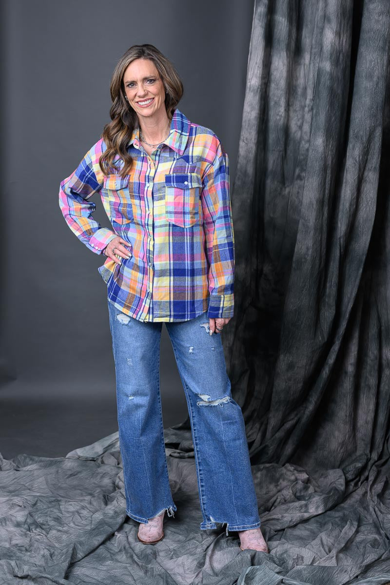 Plaid Snap-Front Western Shirt