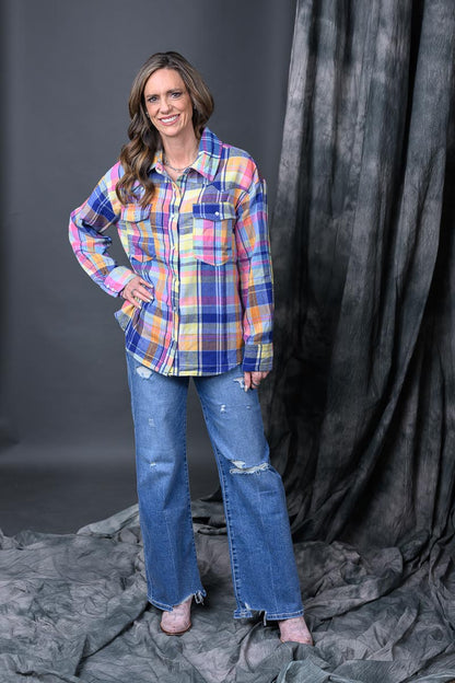 Plaid Snap-Front Western Shirt