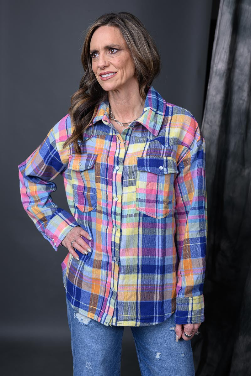 Plaid Snap-Front Western Shirt