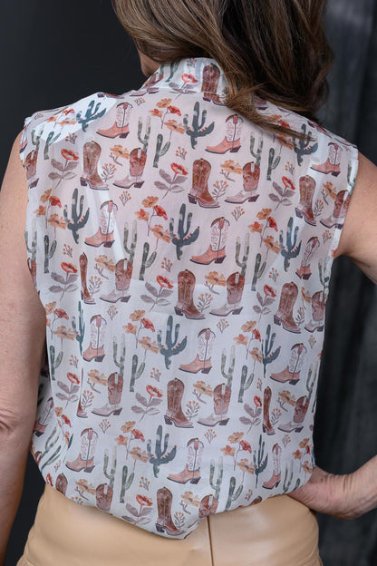 Desert Floral Tie Top