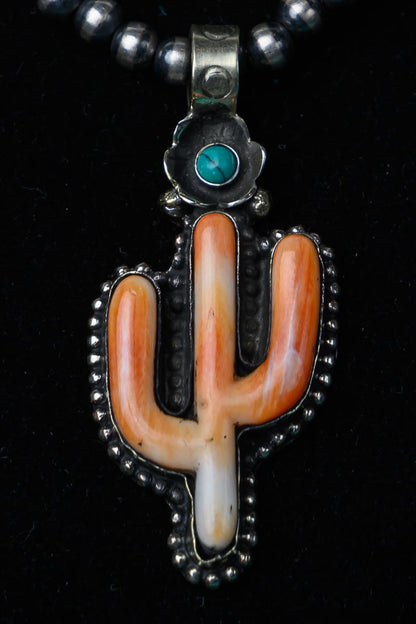 Coral Cactus Pendant