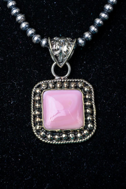 Pink Conch Square Pendant
