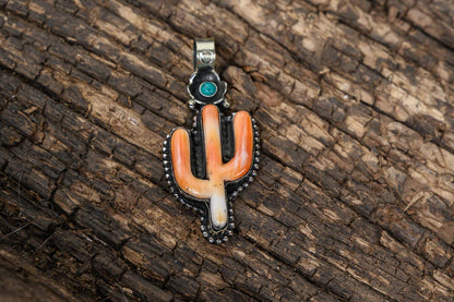 Coral Cactus Pendant