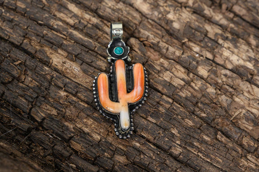 Coral Cactus Pendant