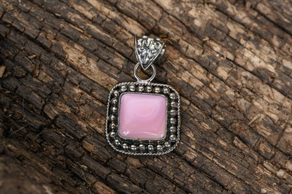 Pink Conch Square Pendant
