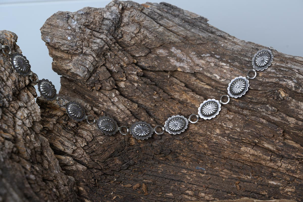 Silver Stamped Mini-Oval Concho Belt-7