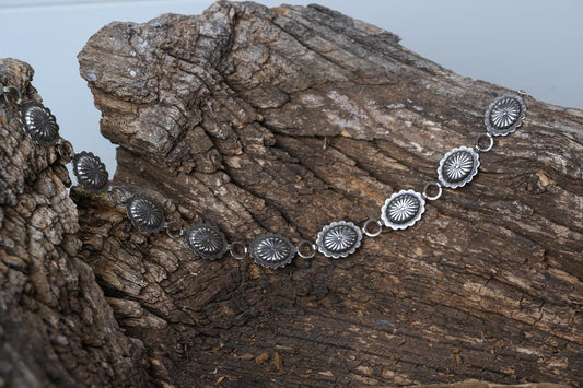 Silver Stamped Mini-Oval Concho Belt-7