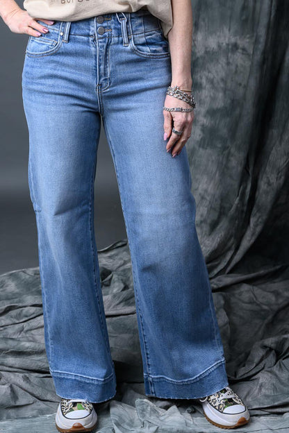 Risen High Rise Ankle Wide Seam Medium Wash Jeans