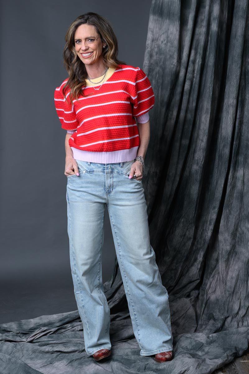 High Waisted Column Straight Jeans