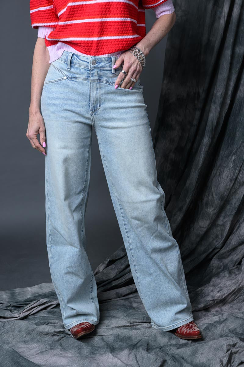 High Waisted Column Straight Jeans