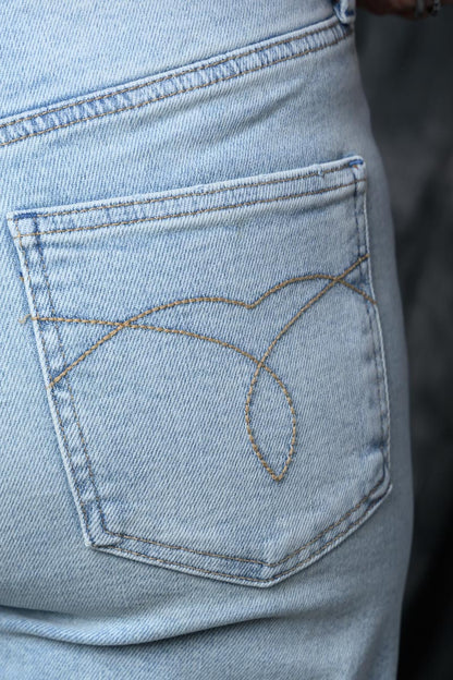 High Waisted Column Straight Jeans