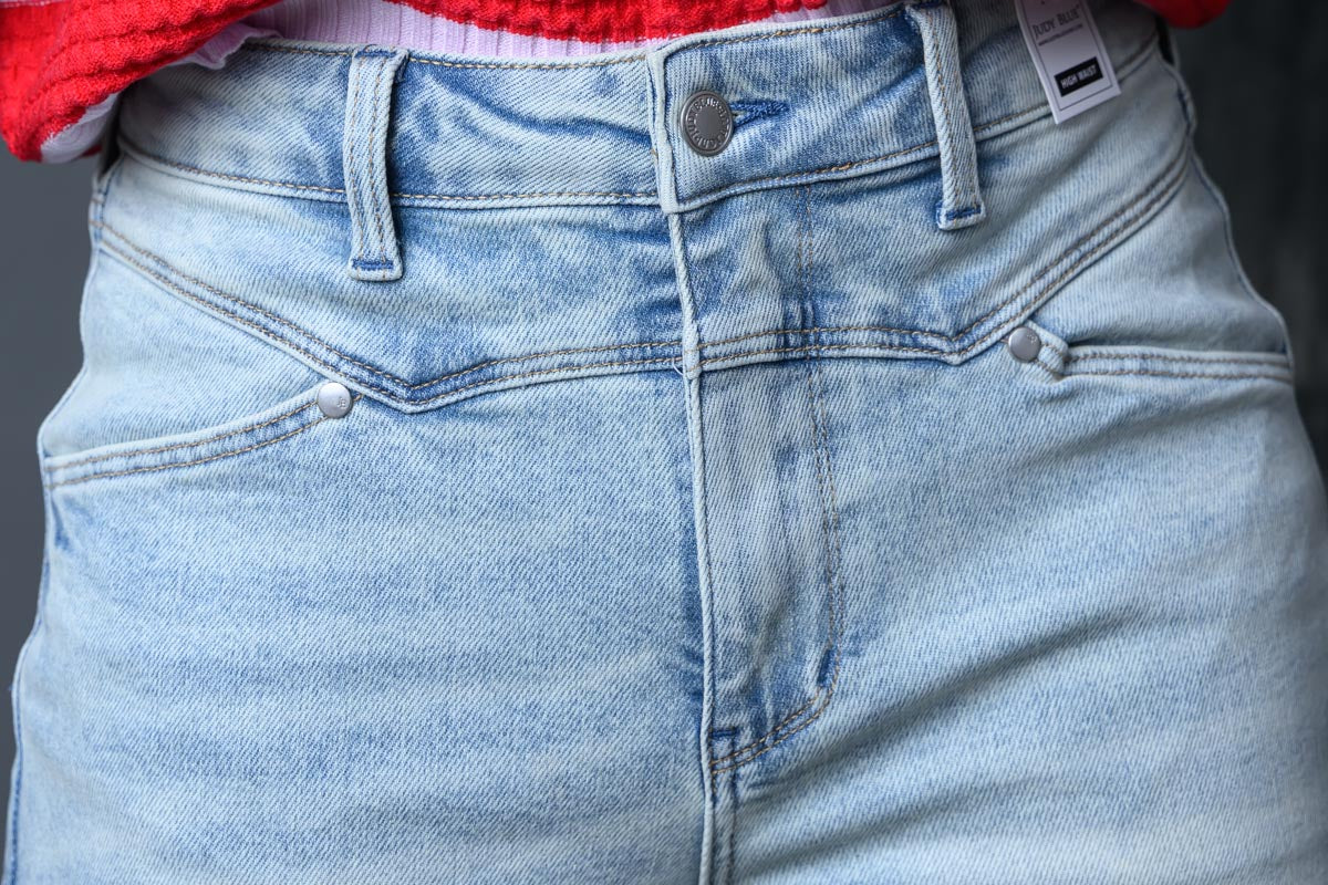 High Waisted Column Straight Jeans