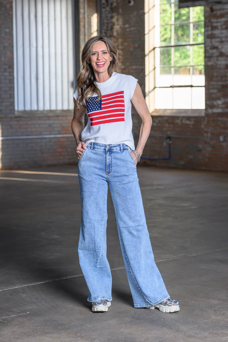 Simply Southern Flag Sweater Tank Top – Patriotic Women’s Knit Tank