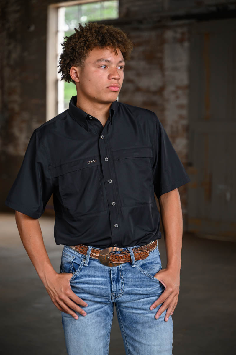 GameGuard Caviar Black Explorer Short Sleeve Shirt – Men's Performance Fishing & Outdoor Shirt
