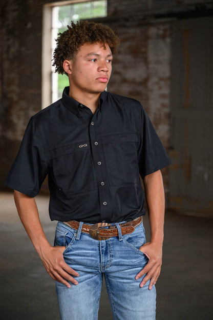 GameGuard Caviar Black Explorer Short Sleeve Shirt – Men's Performance Fishing & Outdoor Shirt