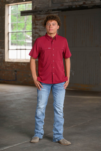 Game Guard Scout Shirt in Oxblood Red – Lightweight Outdoor Performance Shirt