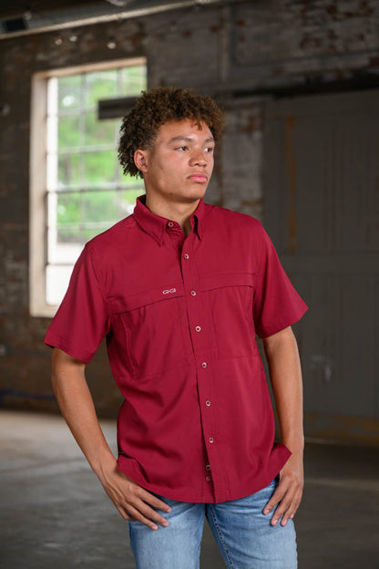 Game Guard Scout Shirt in Oxblood Red – Lightweight Outdoor Performance Shirt